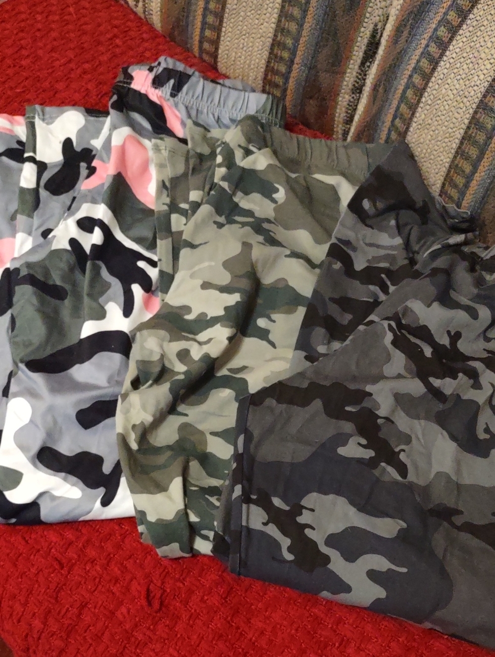 Lot of 3 Pairs Polyester camouflage casual pants in XL. Barely Worn.